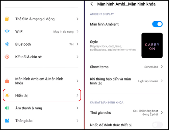 Mở t&iacute;nh năng Always-on Display